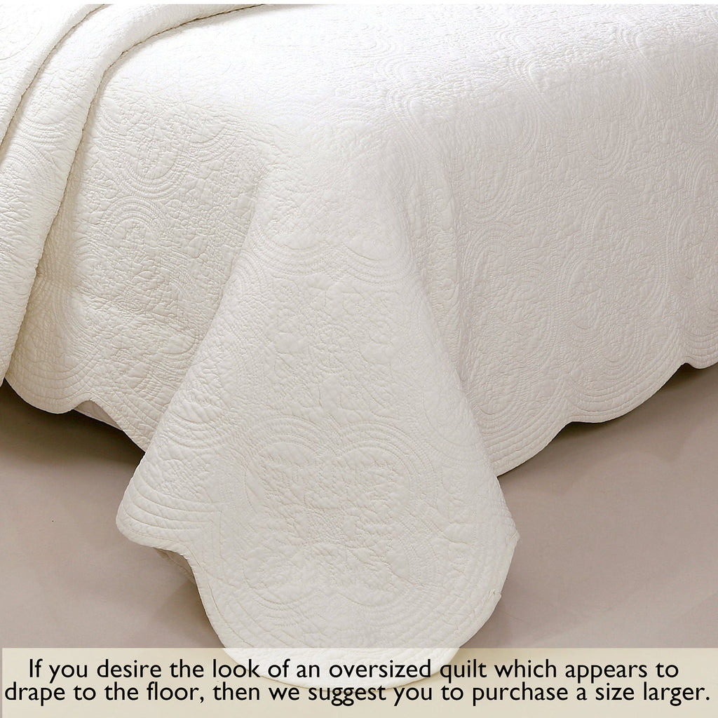 Serenity Ivory Reversible Cotton Quilt Set