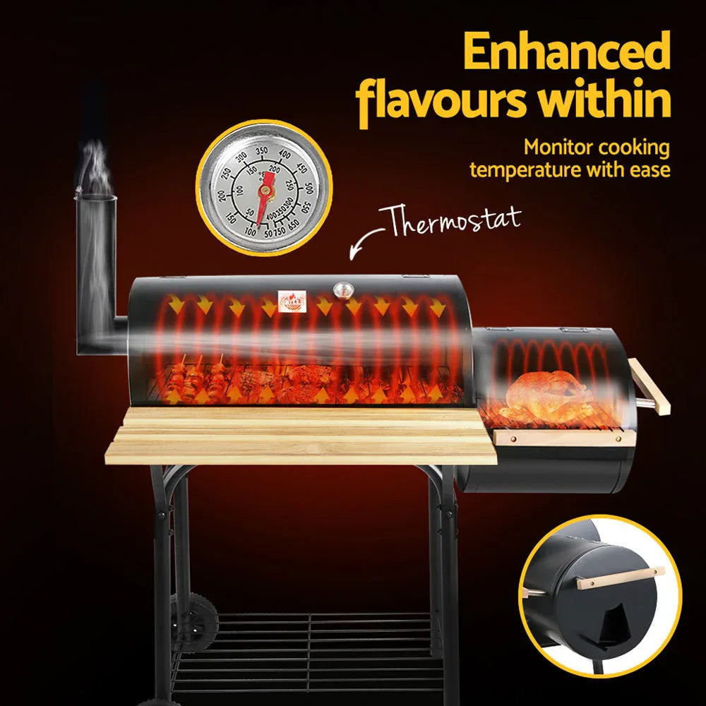 Grillz 2-in-1 Offset BBQ Smoker & Grill