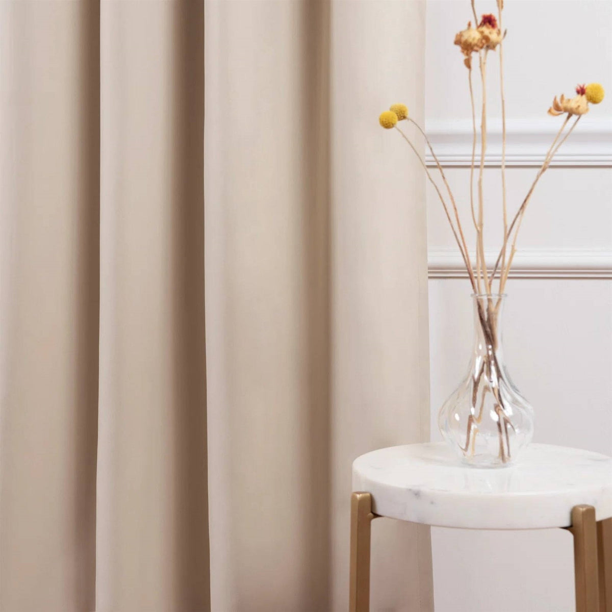 52" x 84" Beige Thermal Blackout Curtains – Set of 2