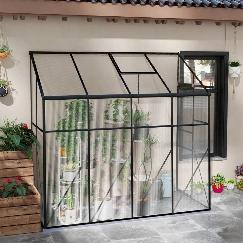 8.3' x 4.1' Lean-To Polycarbonate Greenhouse