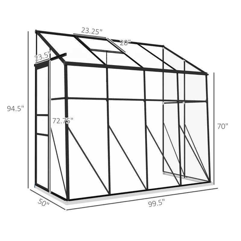 8.3' x 4.1' Lean-To Polycarbonate Greenhouse