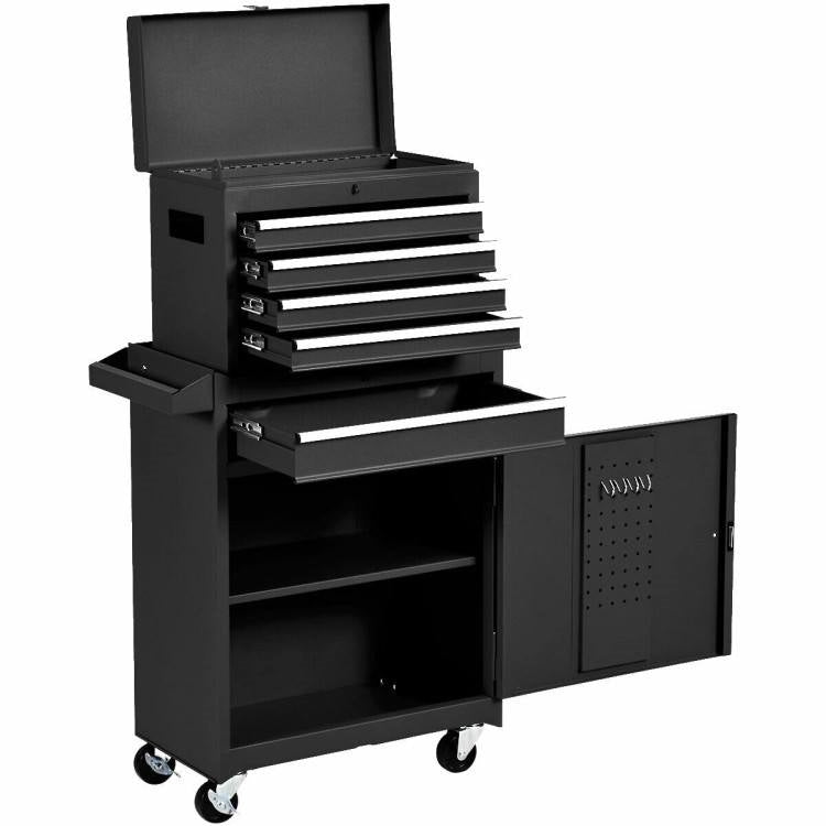 Black Heavy-Duty Lockable Rolling Tool Chest
