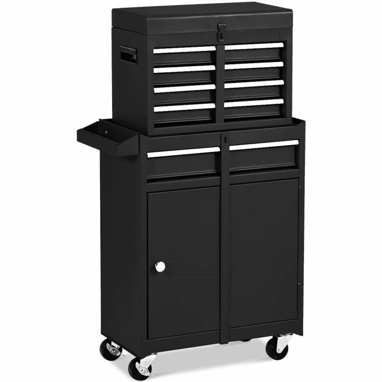 Black Heavy-Duty Lockable Rolling Tool Chest