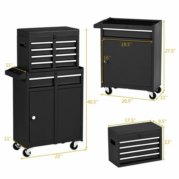 Black Heavy-Duty Lockable Rolling Tool Chest
