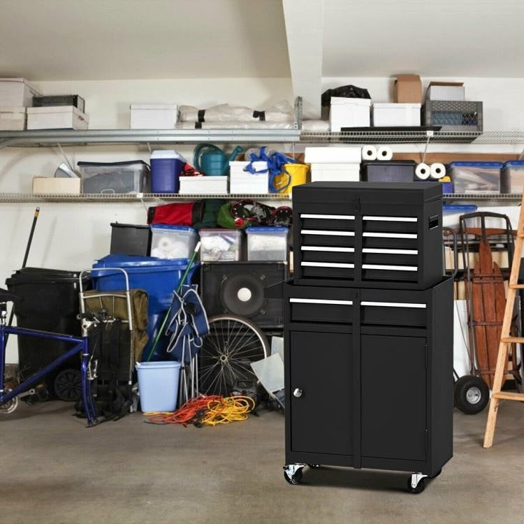 Black Heavy-Duty Lockable Rolling Tool Chest