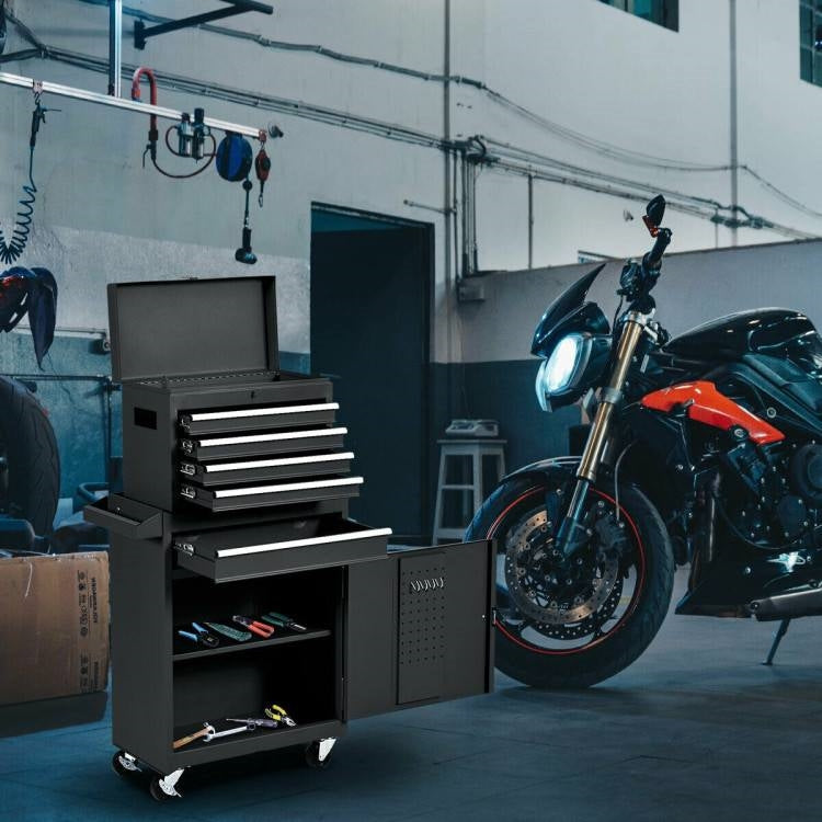 Black Heavy-Duty Lockable Rolling Tool Chest