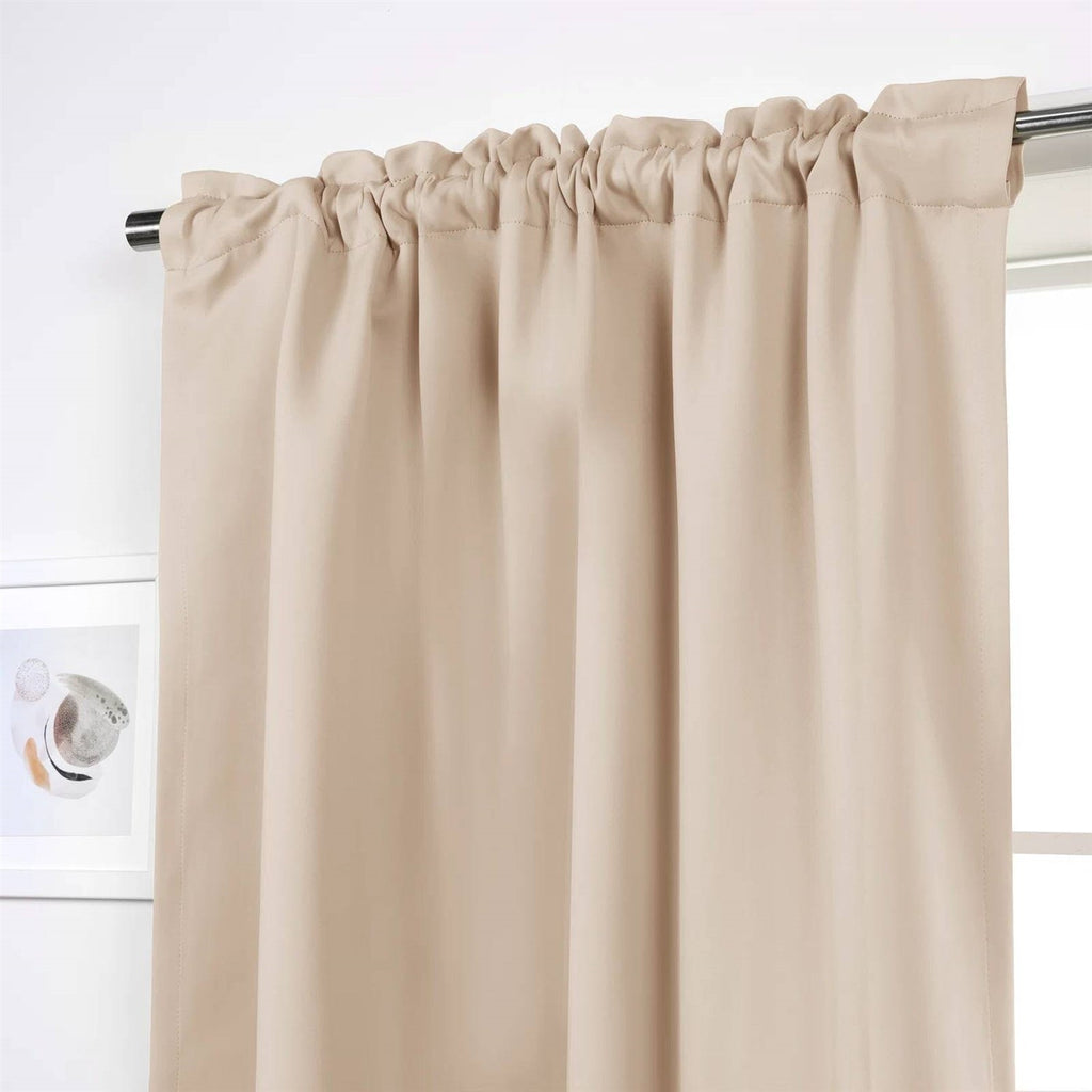 52" x 96" Beige Thermal Blackout Curtains – Set of 2