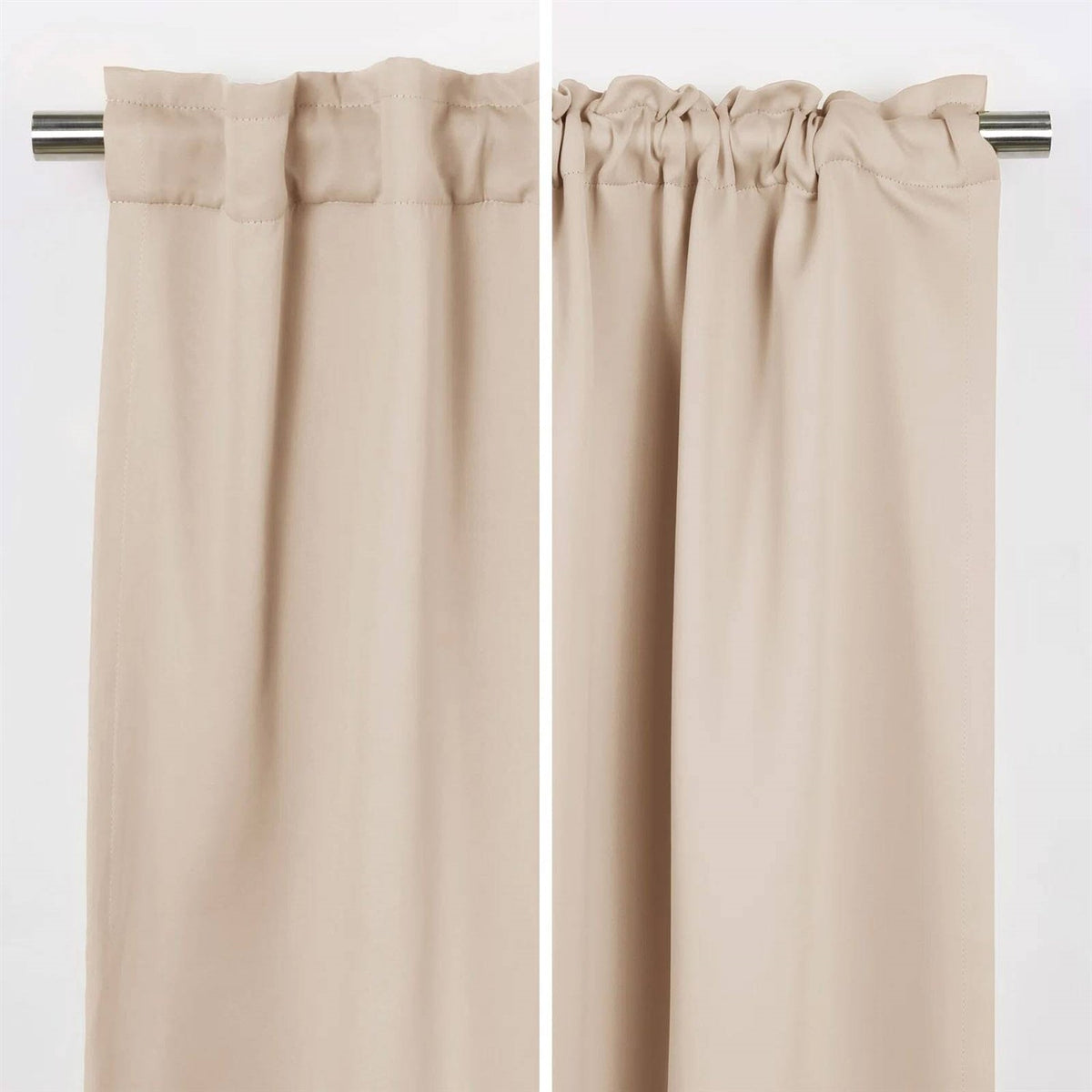 52" x 96" Beige Thermal Blackout Curtains – Set of 2