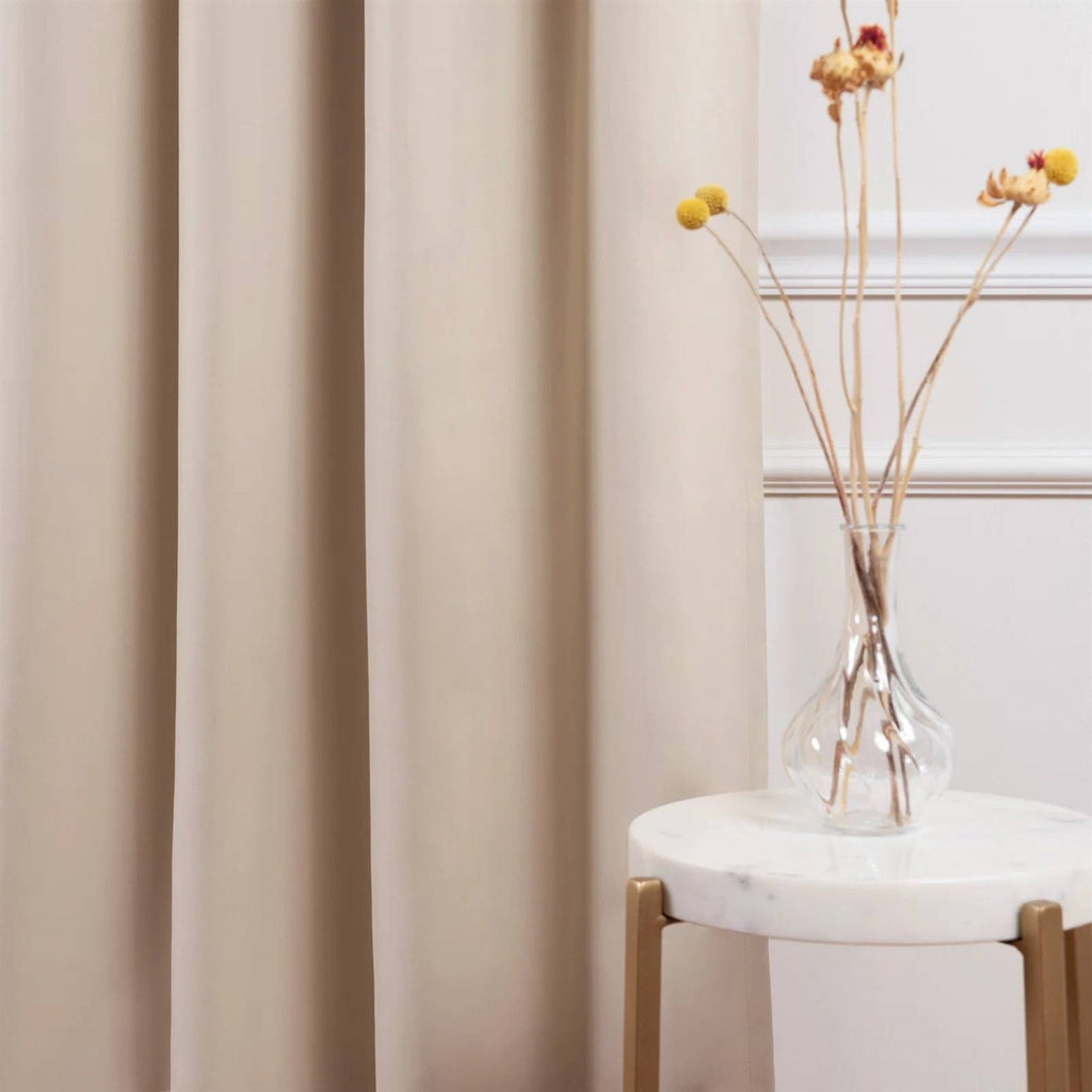 52" x 96" Beige Thermal Blackout Curtains – Set of 2