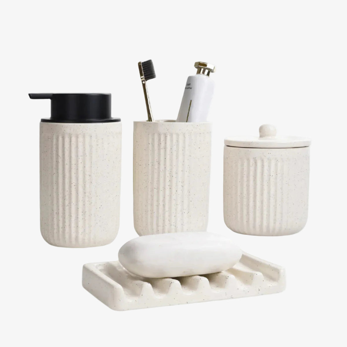BosilunLife 4-Piece Eco-Clay Bathroom Accessory Set