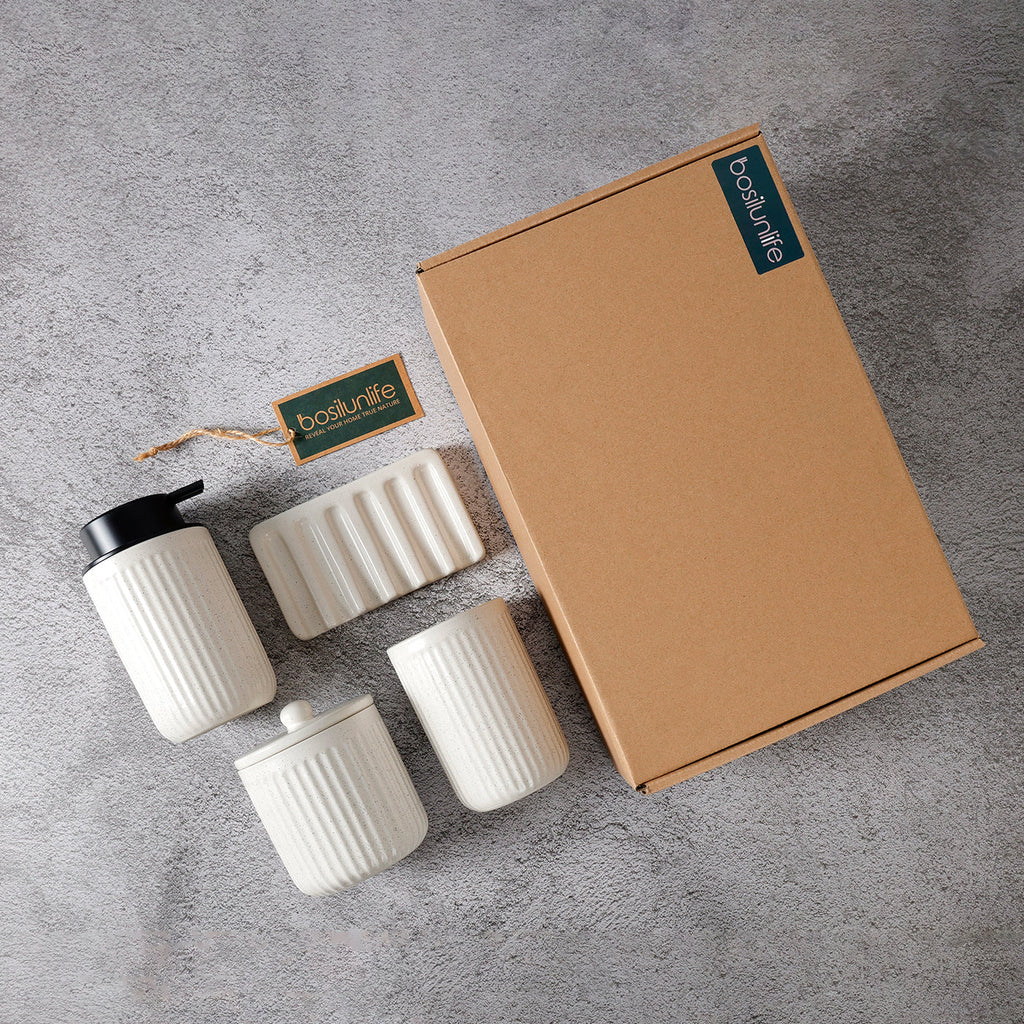 BosilunLife 4-Piece Eco-Clay Bathroom Accessory Set