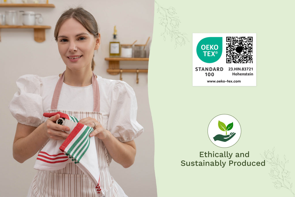 Organic Cotton Striped Kitchen Towels – Set of 6