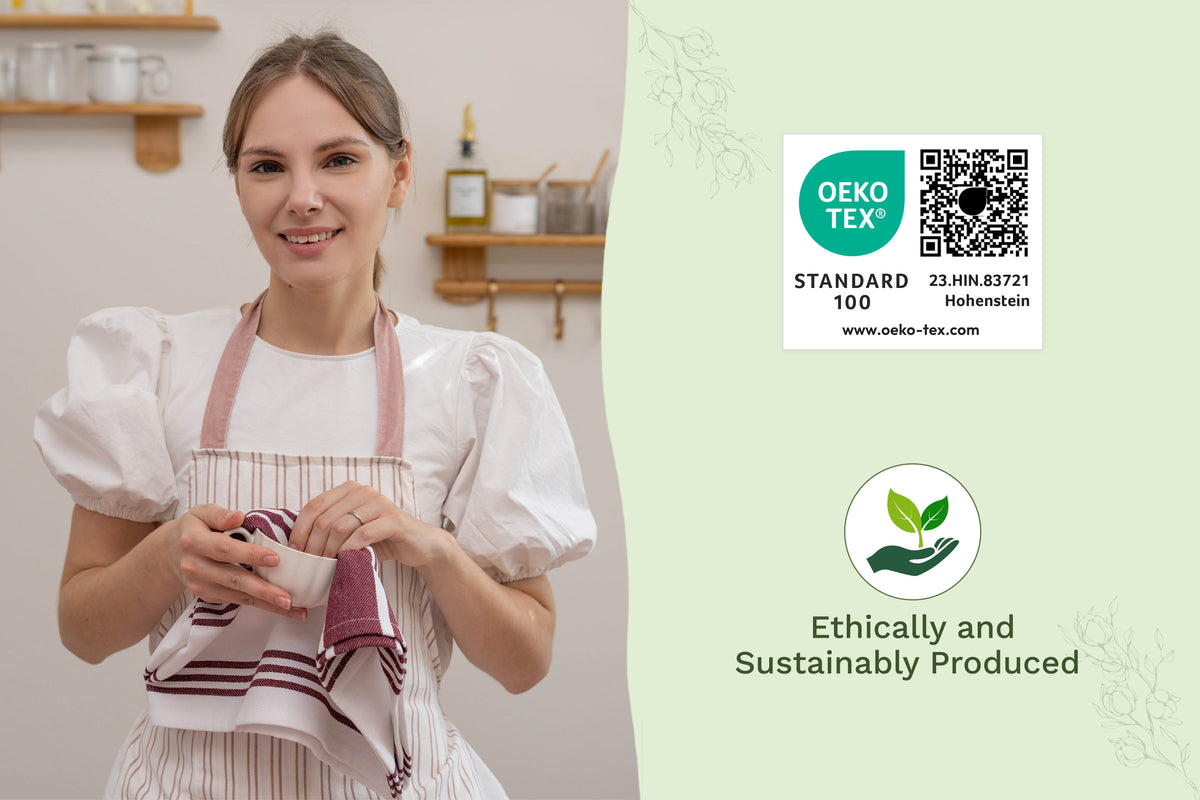Organic Cotton Striped Kitchen Towels – Set of 6