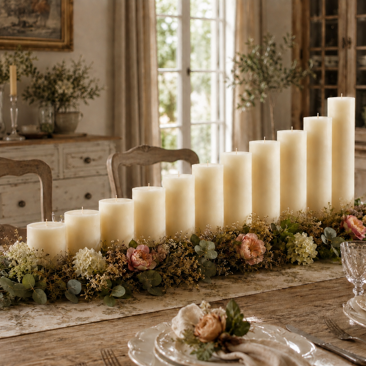 3" x 3" White Beeswax Pillar Candle
