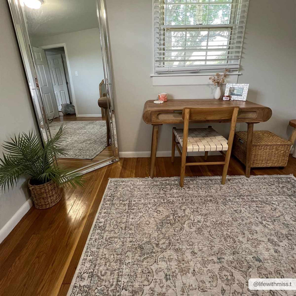 Cream Washable Area Rug