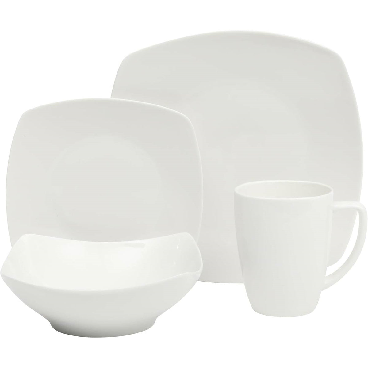 White Square Porcelain 16-Piece Dinnerware Set