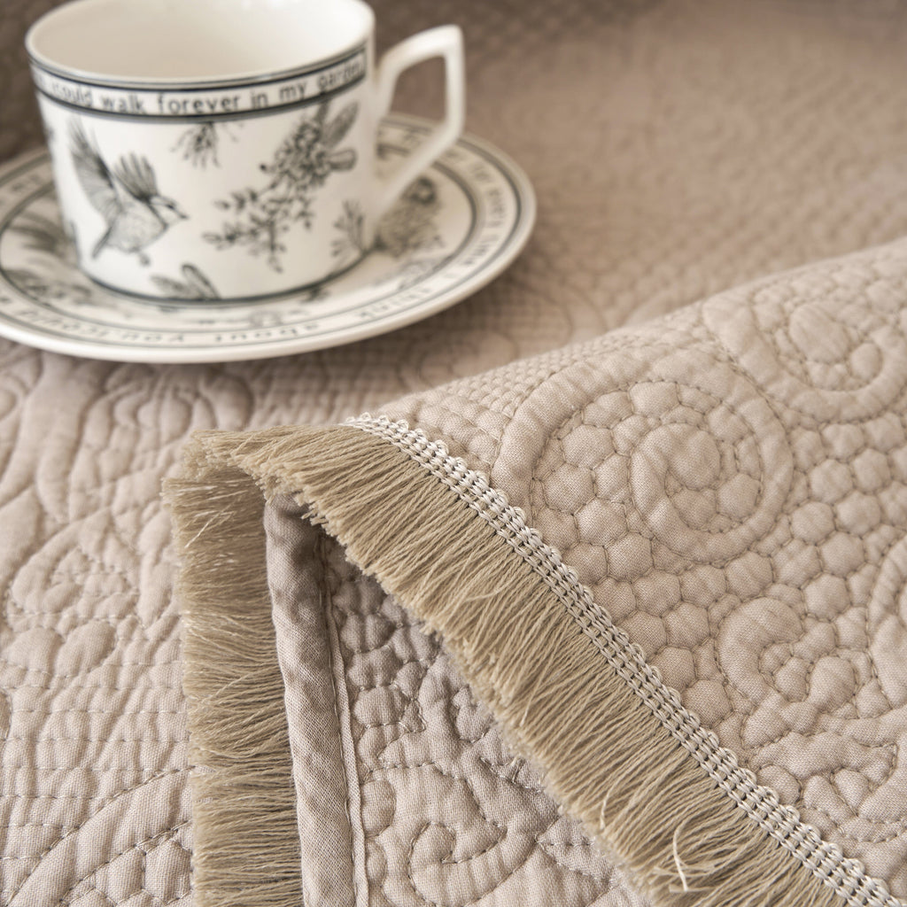 Quilted Cotton Throw Blanket – Sandy Taupe