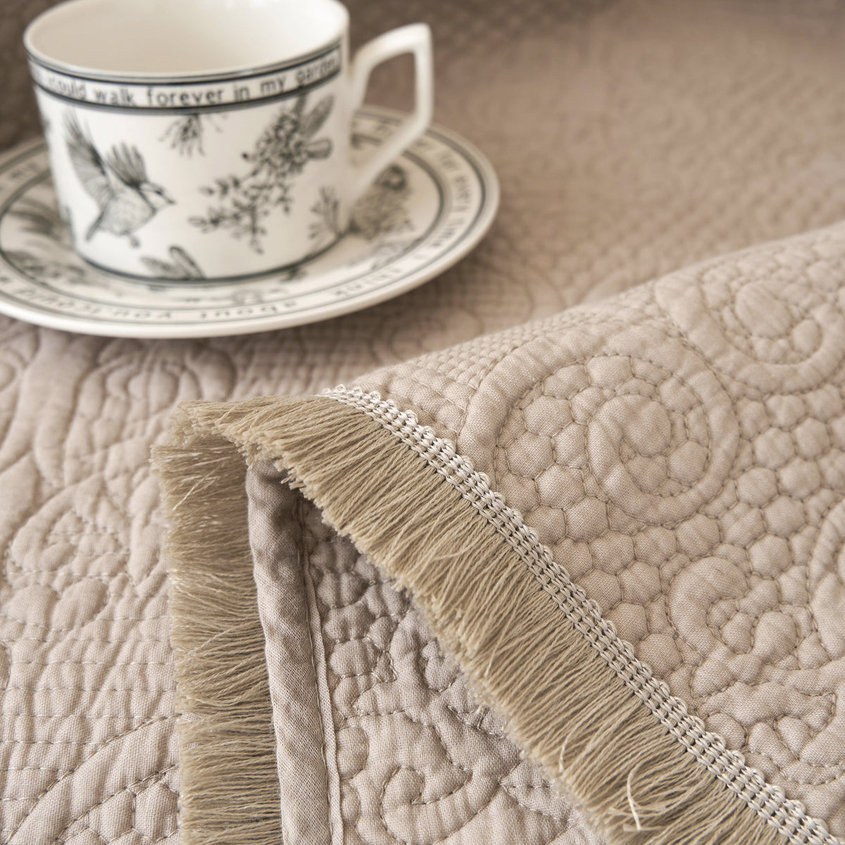 Quilted Cotton Throw Blanket – Sandy Taupe