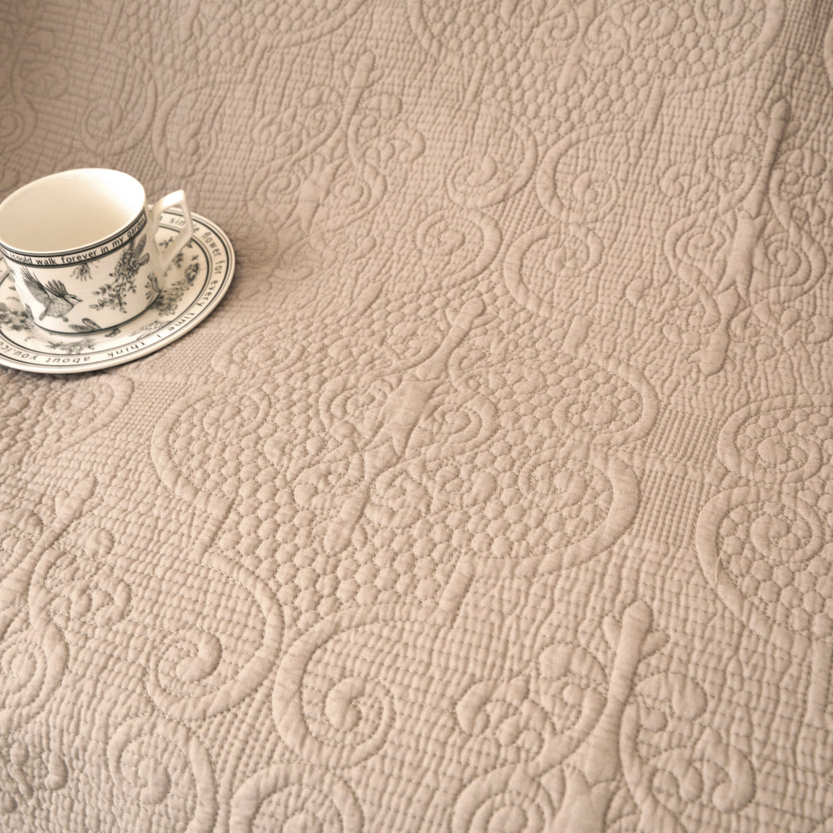 Quilted Cotton Throw Blanket – Sandy Taupe