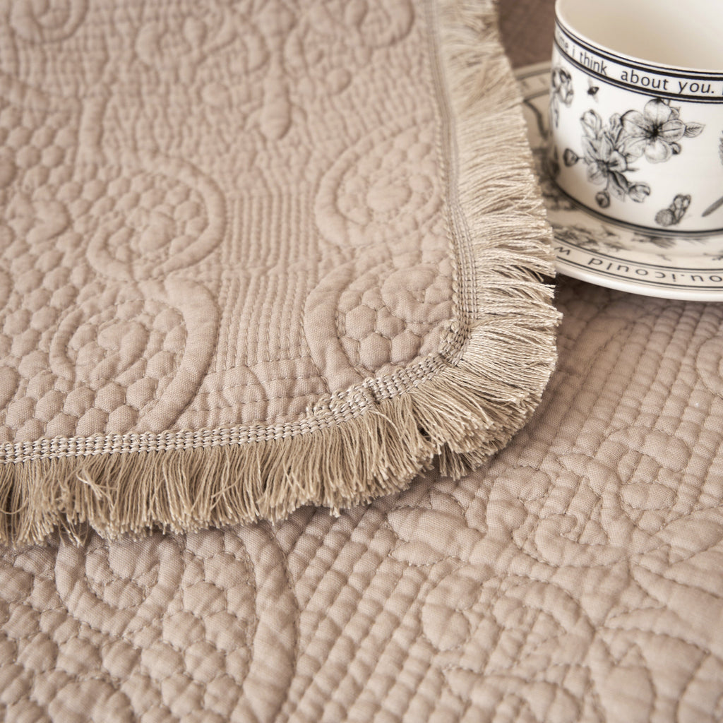 Quilted Cotton Throw Blanket – Sandy Taupe