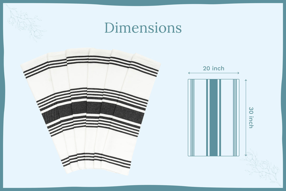 Organic Cotton Striped Kitchen Towels – Set of 6