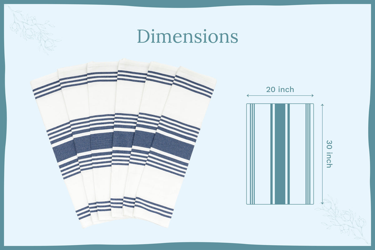 Organic Cotton Striped Kitchen Towels – Set of 6