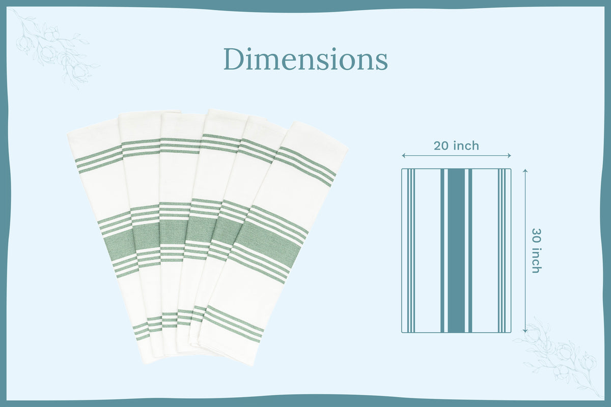 Organic Cotton Striped Kitchen Towels – Set of 6