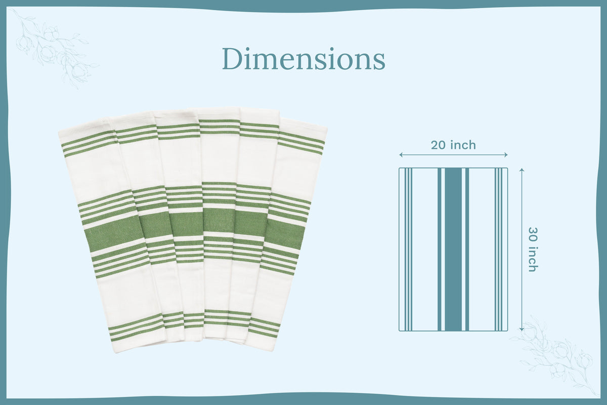 Organic Cotton Striped Kitchen Towels – Set of 6