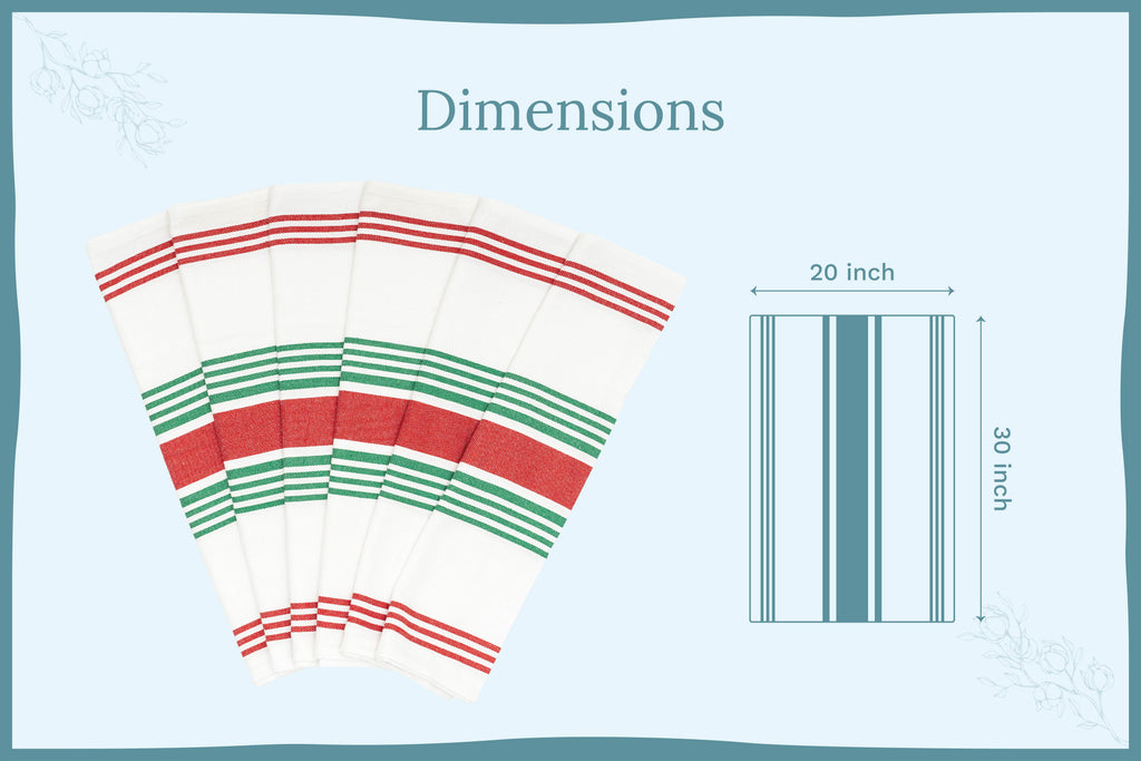 Organic Cotton Striped Kitchen Towels – Set of 6