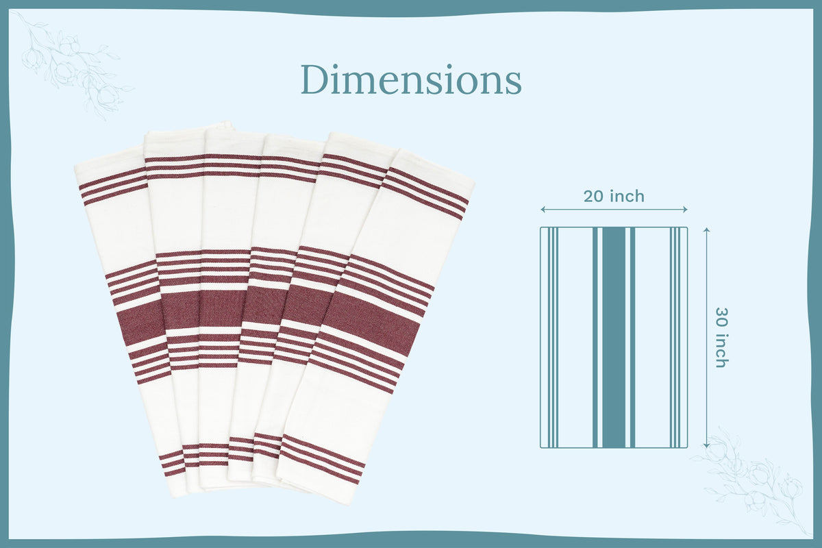 Organic Cotton Striped Kitchen Towels – Set of 6
