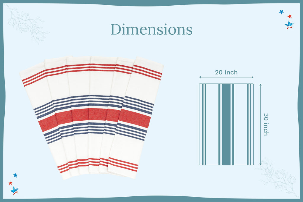 Organic Cotton Striped Kitchen Towels – Set of 6