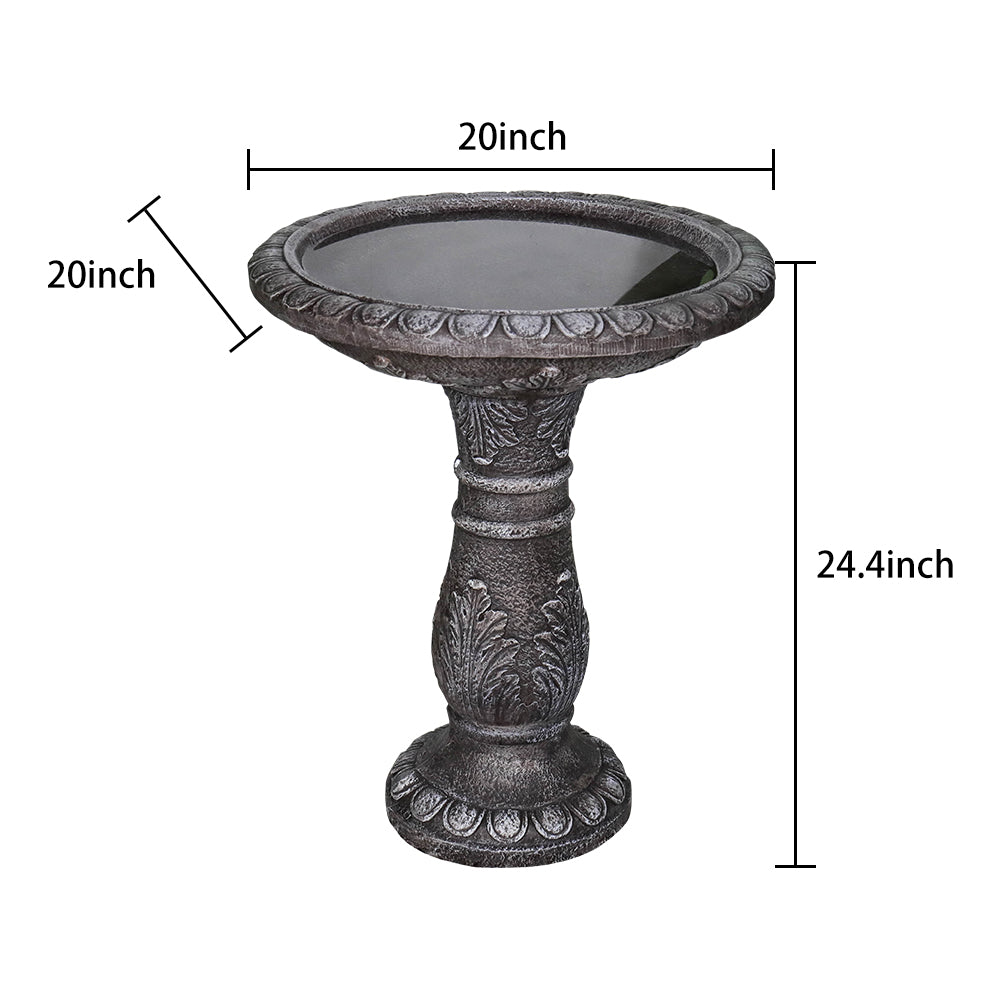 Concrete Leaf Bird Bath Acanthus Carved 24.4 Inch
