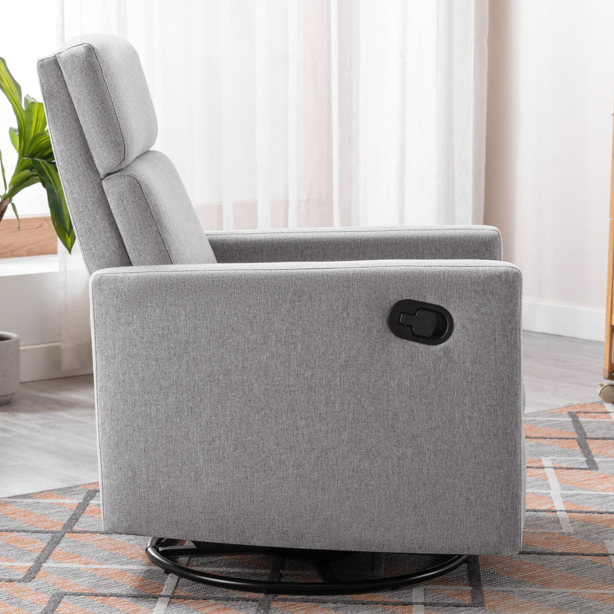 Modern Upholstered Swivel Glider Rocker Recliner – Gray