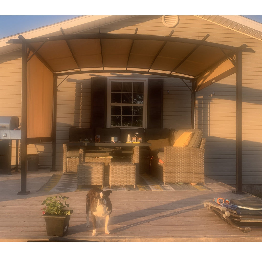 12' x 9' Steel Pergola Gazebo with Retractable Canopy
