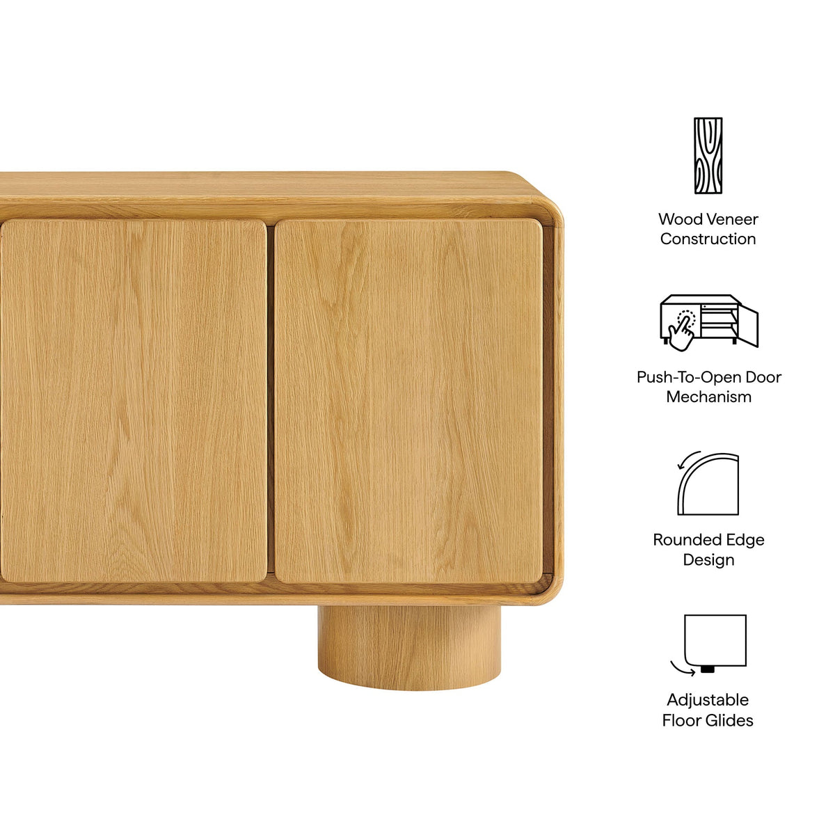 Lumo 3-Door Curved Wood Accent Cabinet