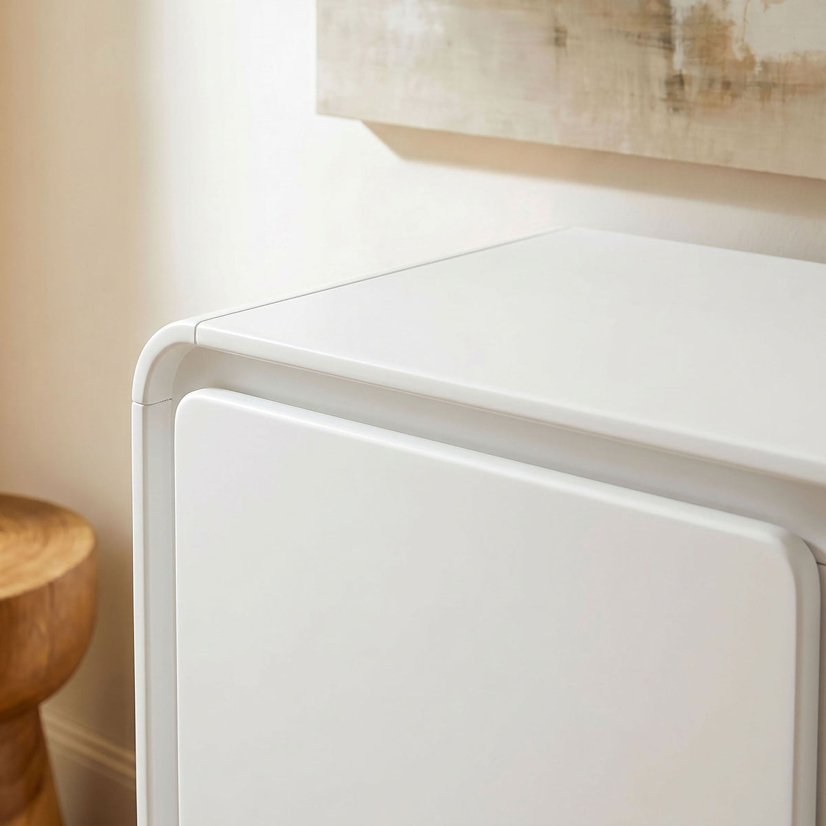 Lumo 3-Door Curved Wood Accent Cabinet