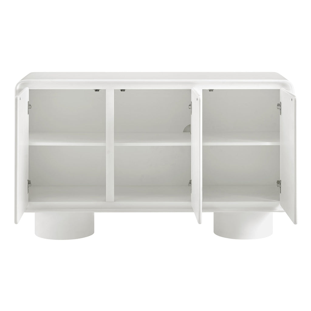 Lumo 3-Door Curved Wood Accent Cabinet