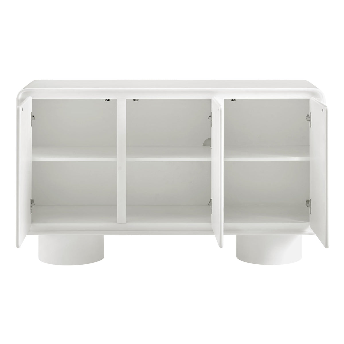 Lumo 3-Door Curved Wood Accent Cabinet