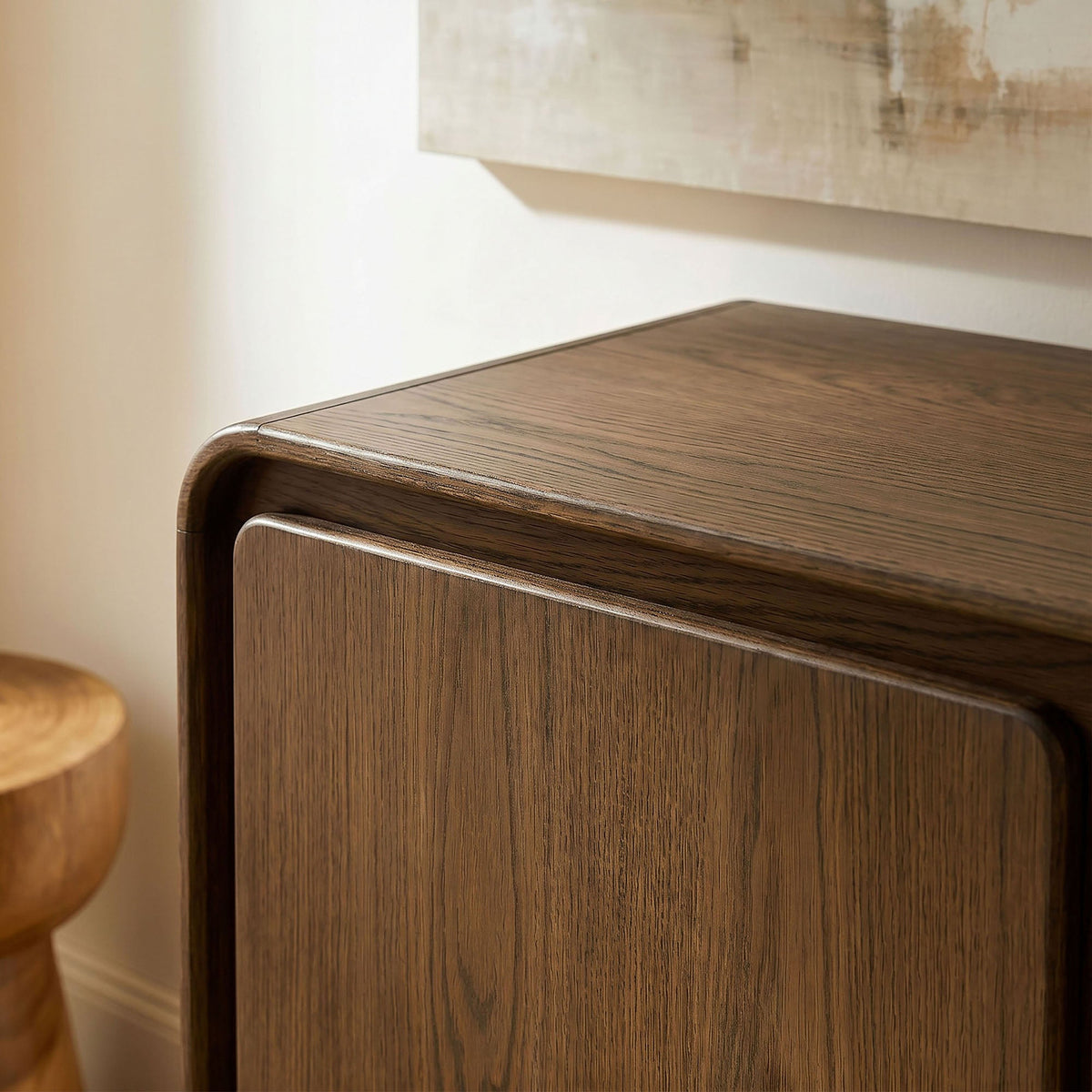 Lumo 3-Door Curved Wood Accent Cabinet