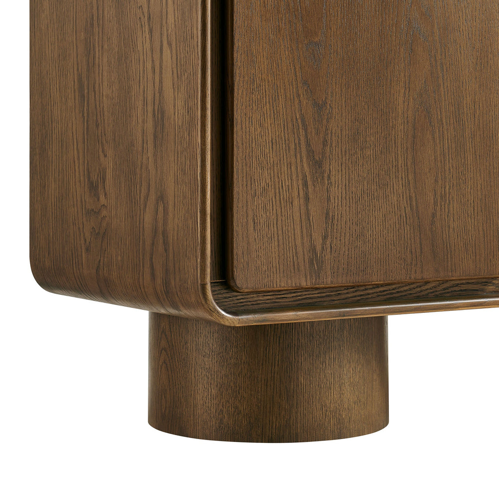 Lumo 3-Door Curved Wood Accent Cabinet