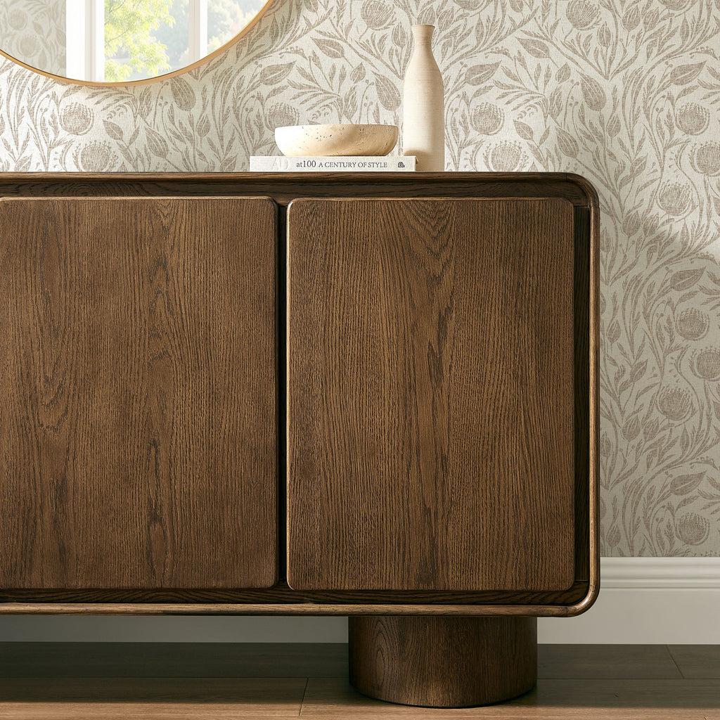 Lumo 3-Door Curved Wood Accent Cabinet