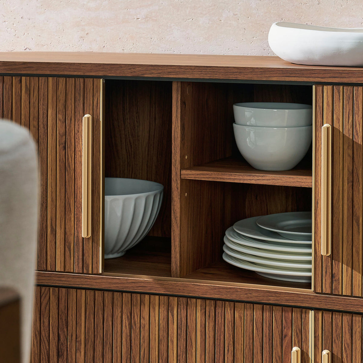Radcliffe 63-Inch Curved Fluted Sideboard Buffet Cabinet