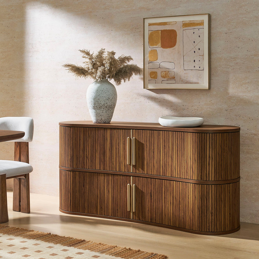 Radcliffe 63-Inch Curved Fluted Sideboard Buffet Cabinet