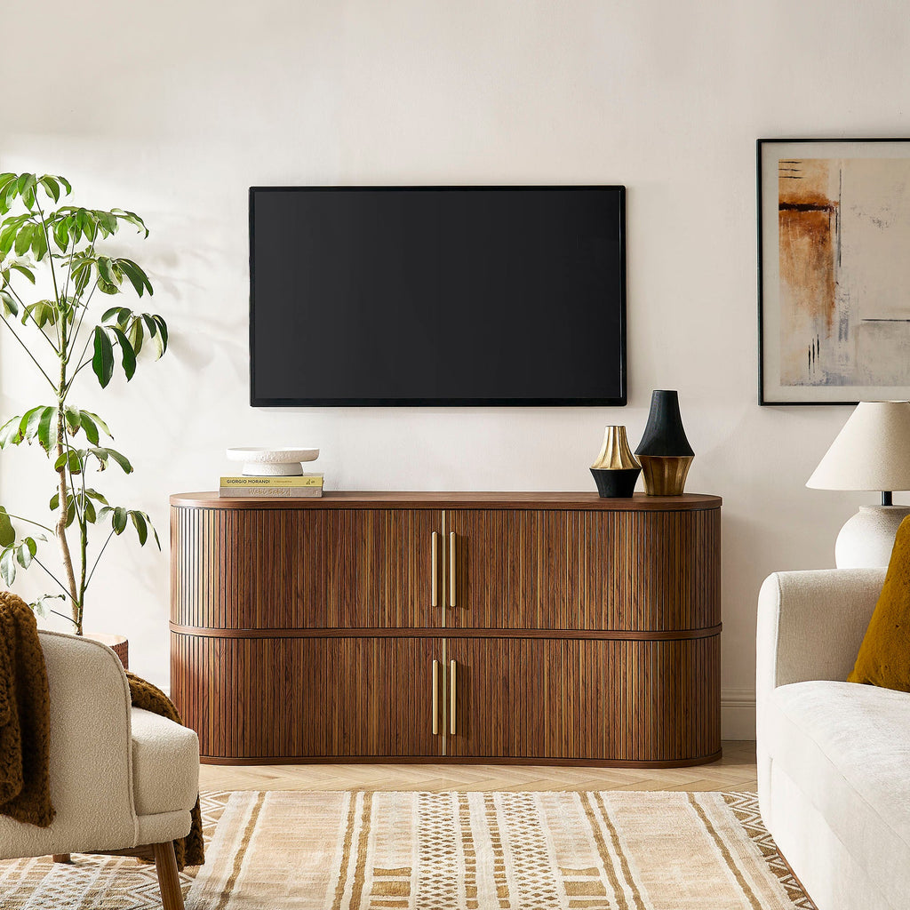 Radcliffe 63-Inch Curved Fluted Sideboard Buffet Cabinet