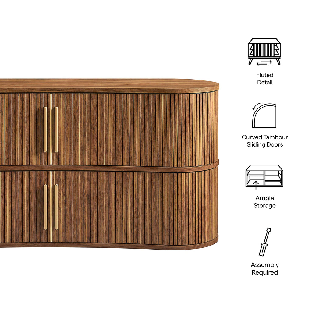 Radcliffe 63-Inch Curved Fluted Sideboard Buffet Cabinet