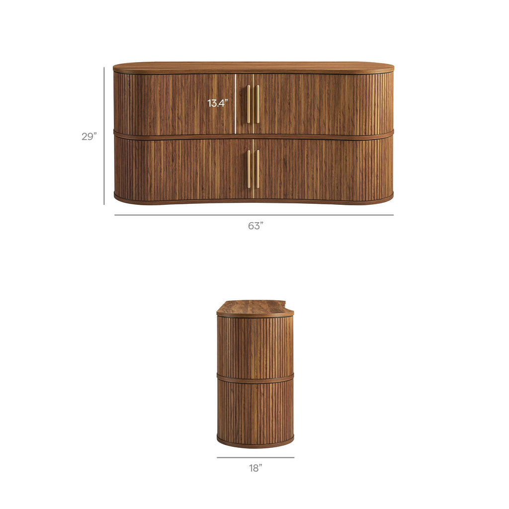 Radcliffe 63-Inch Curved Fluted Sideboard Buffet Cabinet