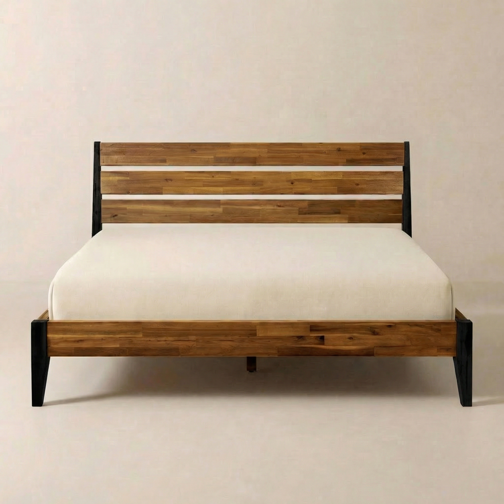 Emery Solid Wood King Bed Frame & Nightstand Set