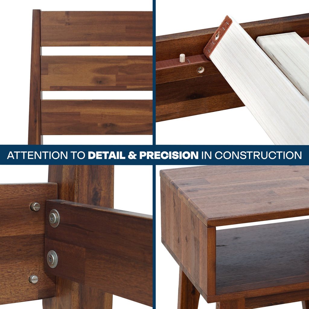 Emery Solid Wood King Bed Frame & Nightstand Set
