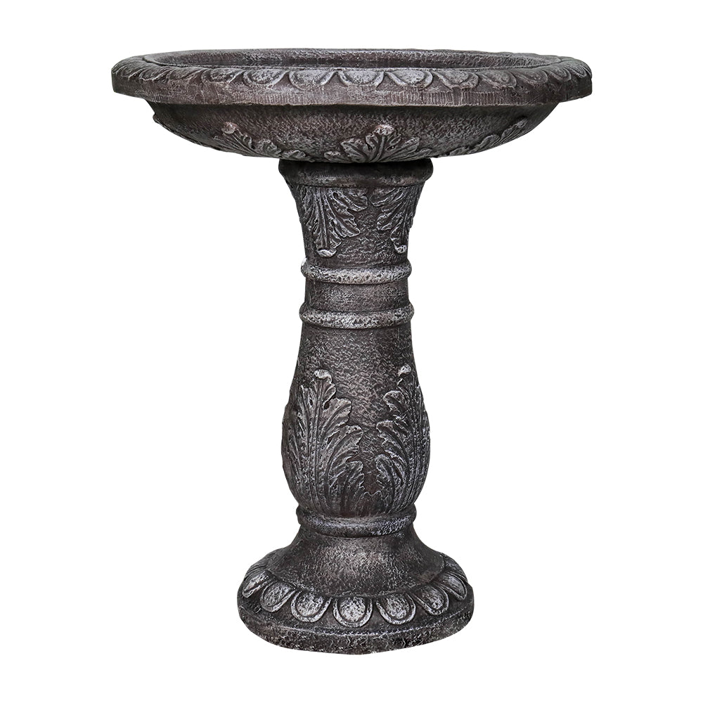 Concrete Leaf Bird Bath Acanthus Carved 24.4 Inch