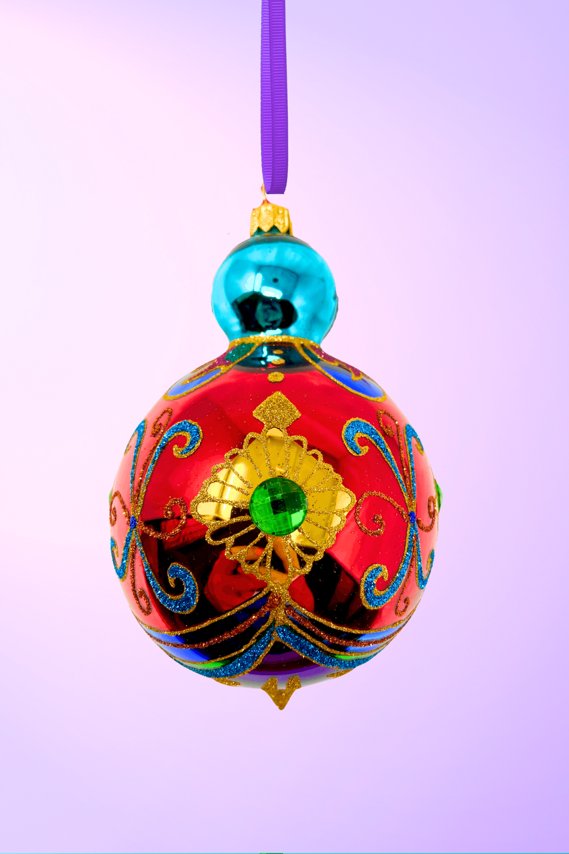 Garnet Sparkling Gem Glass Christmas Bauble